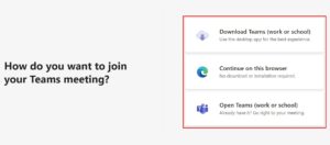 Image Screenshot of Microsoft Teams: Continue to Browser